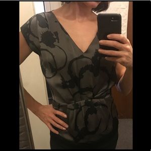 Grey and black print top